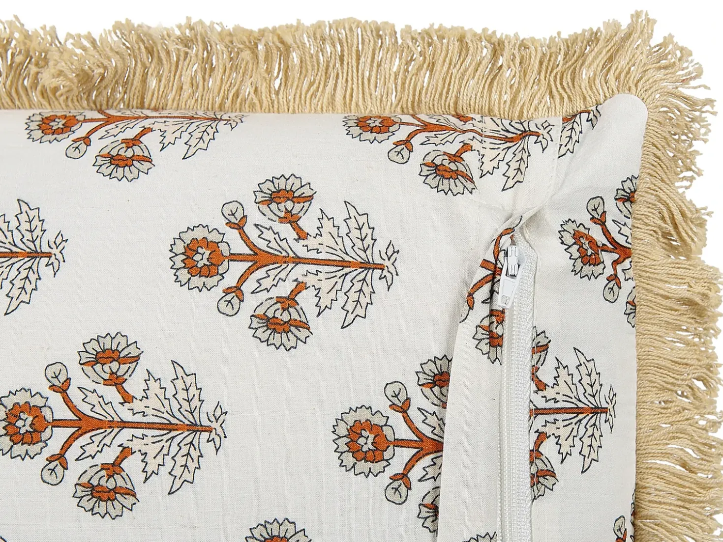 Cuscino decorativo OMORIKA Cotone 45 x 45 cm Bianco Trama floreale
