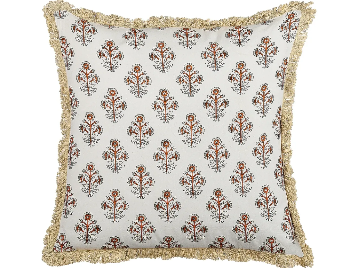 Cuscino decorativo OMORIKA Cotone 45 x 45 cm Bianco Trama floreale