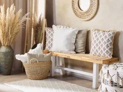 Cuscino decorativo OMORIKA Cotone 45 x 45 cm Bianco Trama floreale