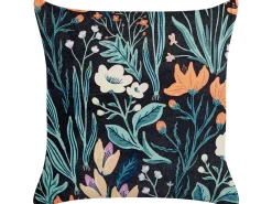 Cuscino decorativo OSMUNDA Velluto 45 x 45 cm Nero Trama floreale