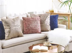 Cuscino decorativo OUJDA Cotone 50 x 50 cm Oro rosa Trama geometrica