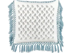Cuscino decorativo PALLIDA Cotone 45 x 45 cm Blu Trama floreale