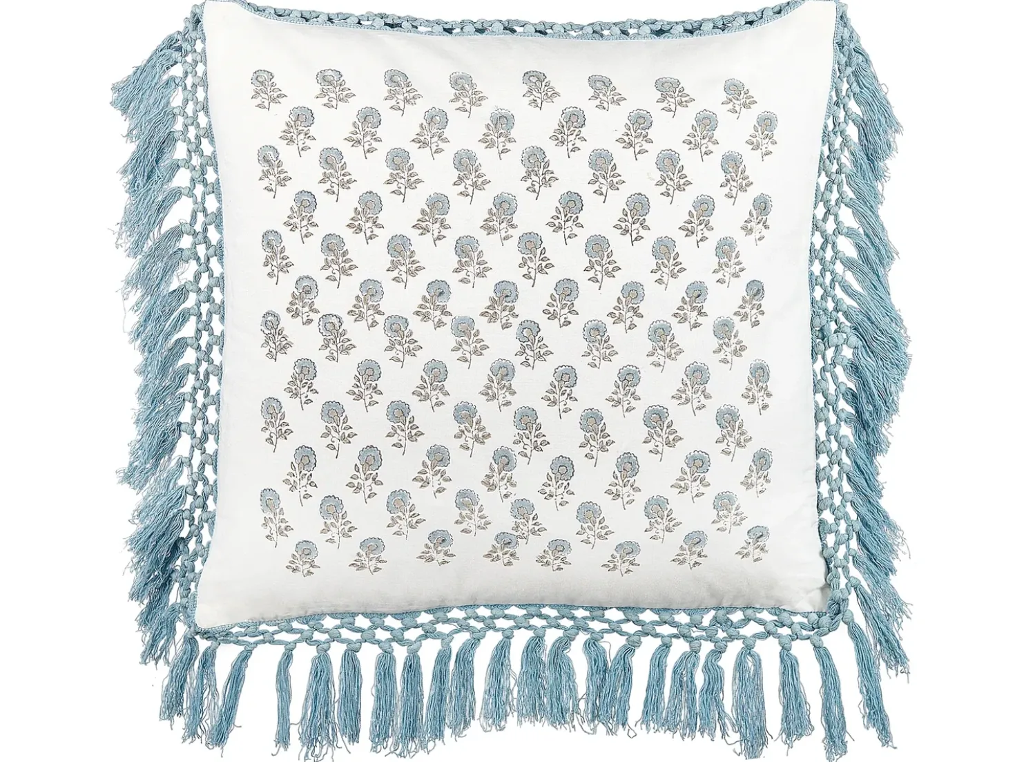 Cuscino decorativo PALLIDA Cotone 45 x 45 cm Blu Trama floreale