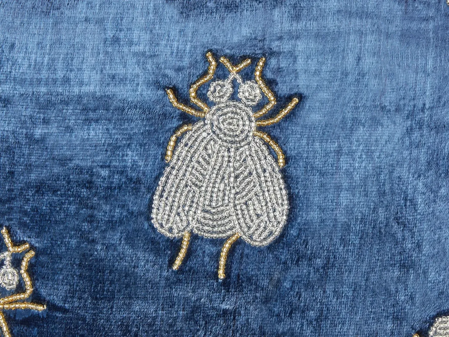 Cuscino decorativo PENTAS Velluto 45 x 45 cm Blu marino Trama animale
