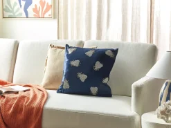 Cuscino decorativo PENTAS Velluto 45 x 45 cm Blu marino Trama animale