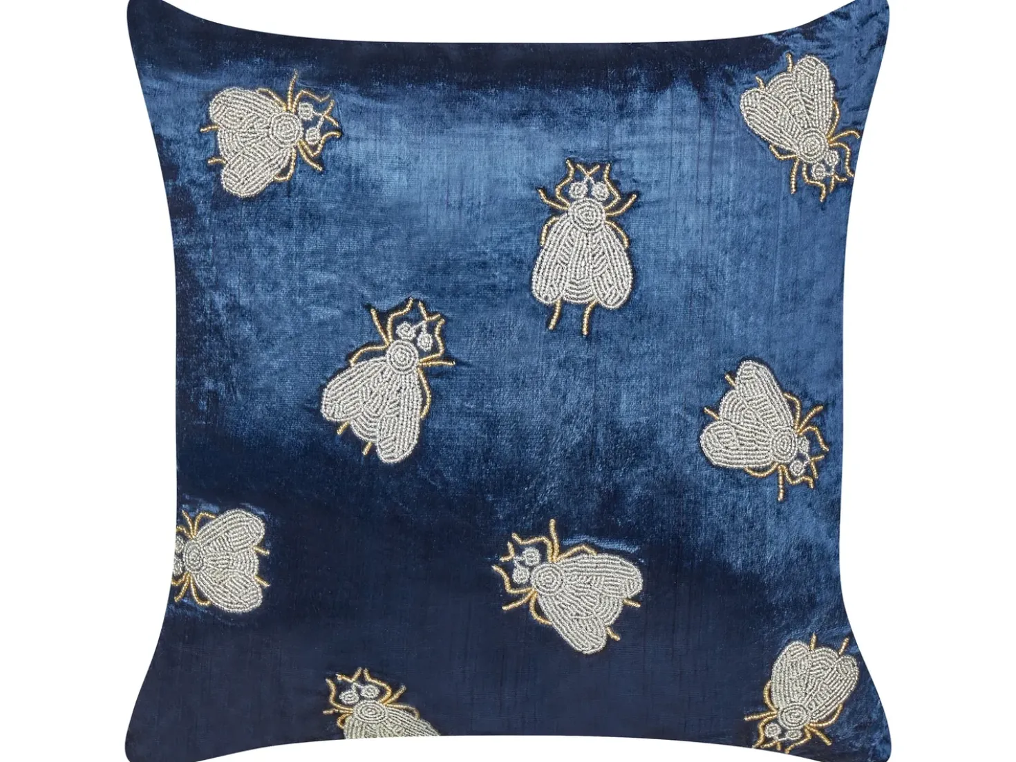 Cuscino decorativo PENTAS Velluto 45 x 45 cm Blu marino Trama animale