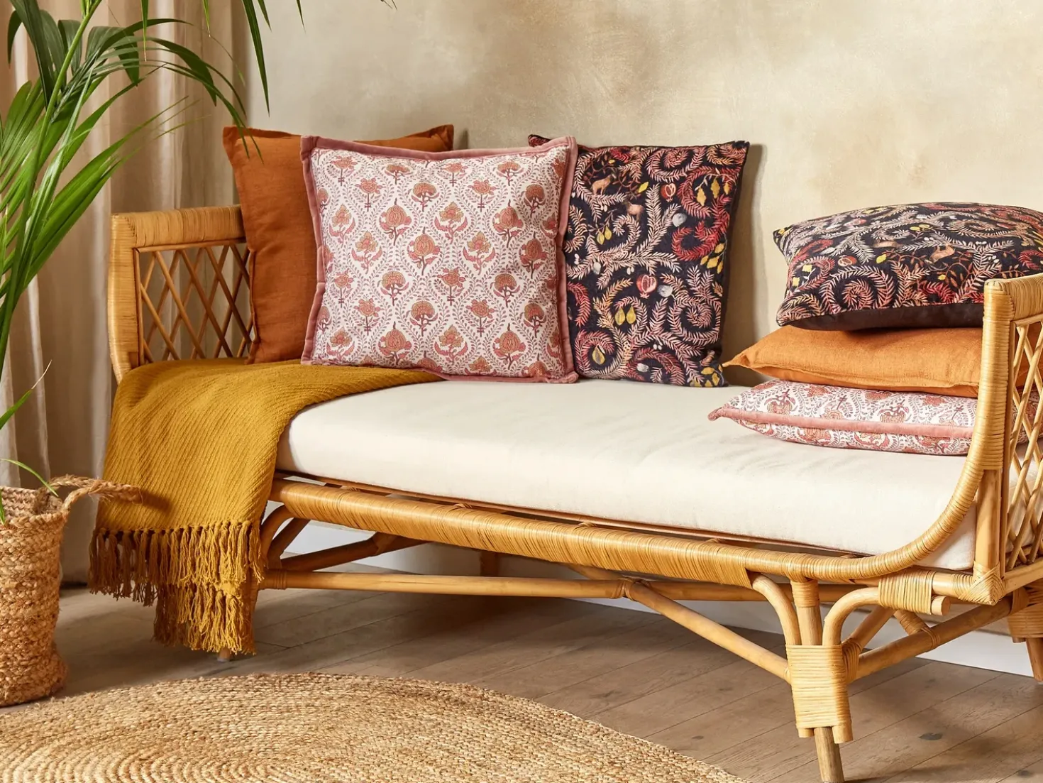 Cuscino decorativo PICEA Cotone 45 x 45 cm Rosso Trama floreale