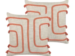 Cuscino decorativo PLEIONE Cotone 45 x 45 cm Corallo Trama astratta