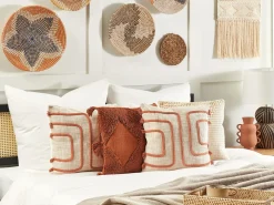 Cuscino decorativo PLEIONE Cotone 45 x 45 cm Corallo Trama astratta