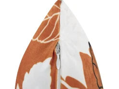 Cuscino decorativo POINSETTIA Velluto 45 x 45 cm Arancione Trama di piante