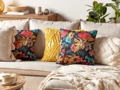 Cuscino decorativo PROTEA Velluto 45 x 45 cm Multicolore Trama floreale