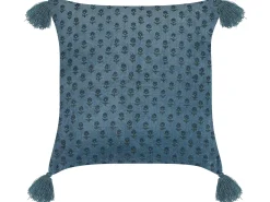 Cuscino decorativo RIBES Velluto 45 x 45 cm Blu scuro Trama floreale