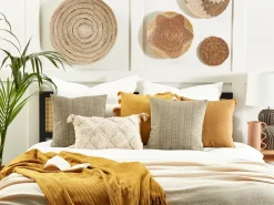 Cuscino decorativo SENECIO Cotone 45 x 45 cm Beige Trama geometrica