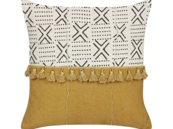 Cuscino decorativo WOODI Cotone 45 x 45 cm Giallo Trama geometrica