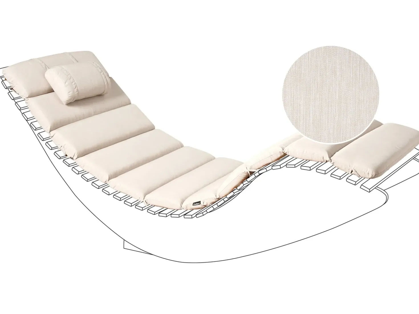 Cuscino per sdraio BRESCIA PREMIUM 180 x 60 cm Beige chiaro