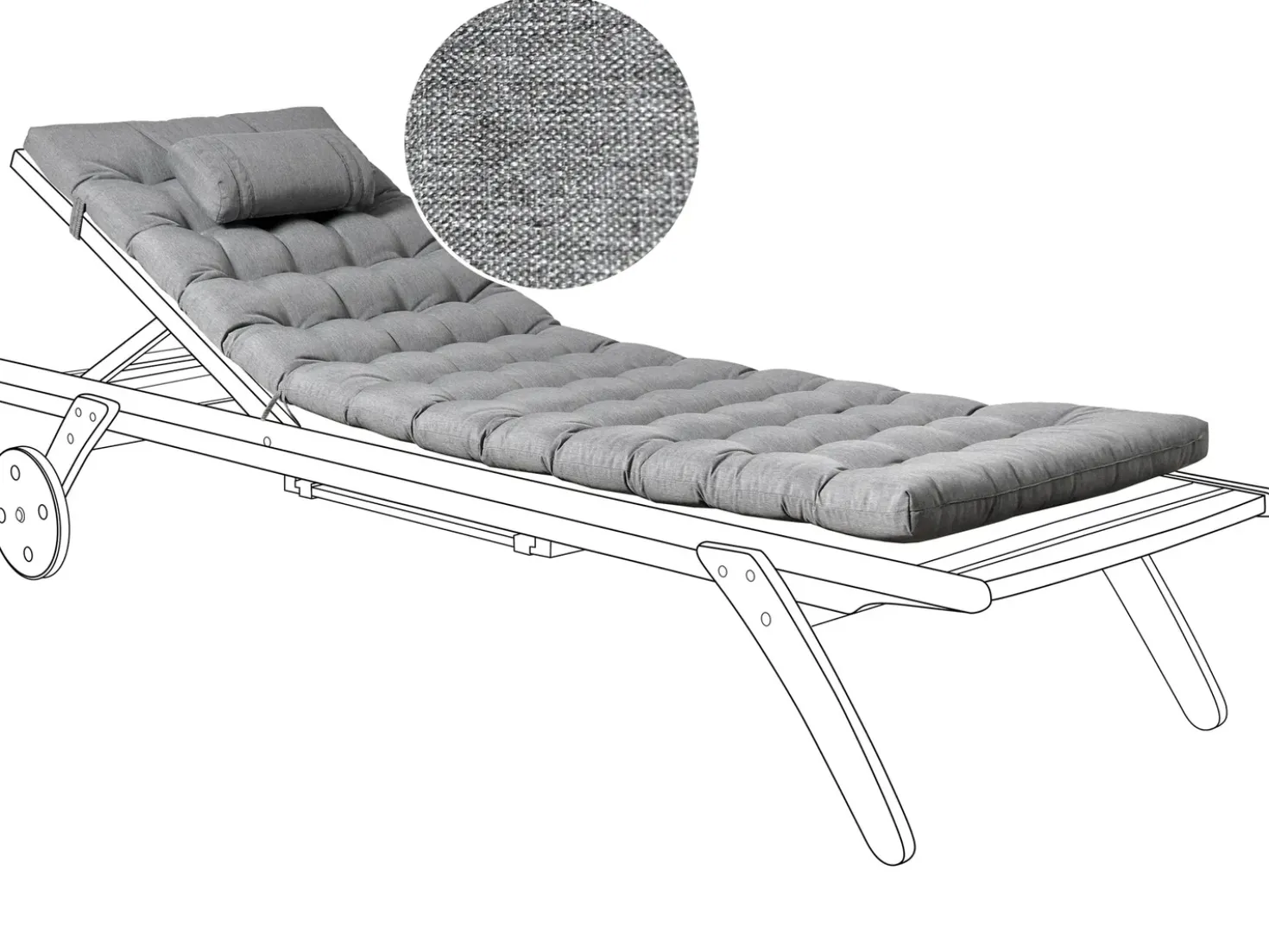 Cuscino per sdraio CESANA PREMIUM 192 x 56 cm Grigio melange
