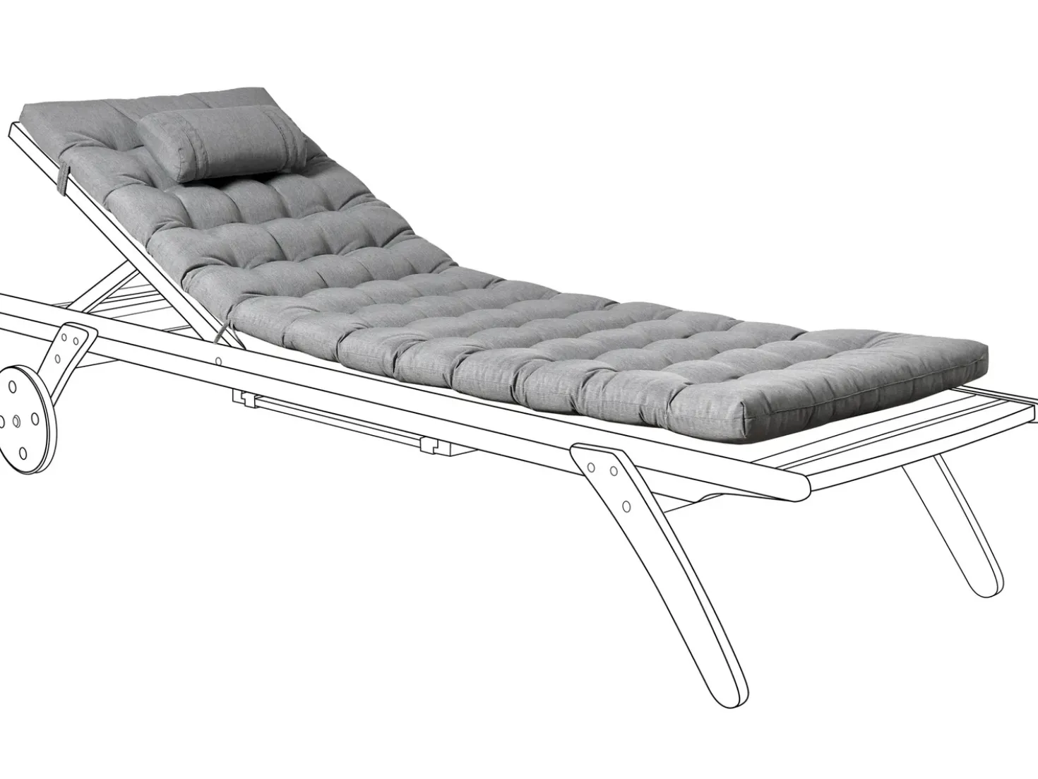 Cuscino per sdraio CESANA PREMIUM 192 x 56 cm Grigio melange