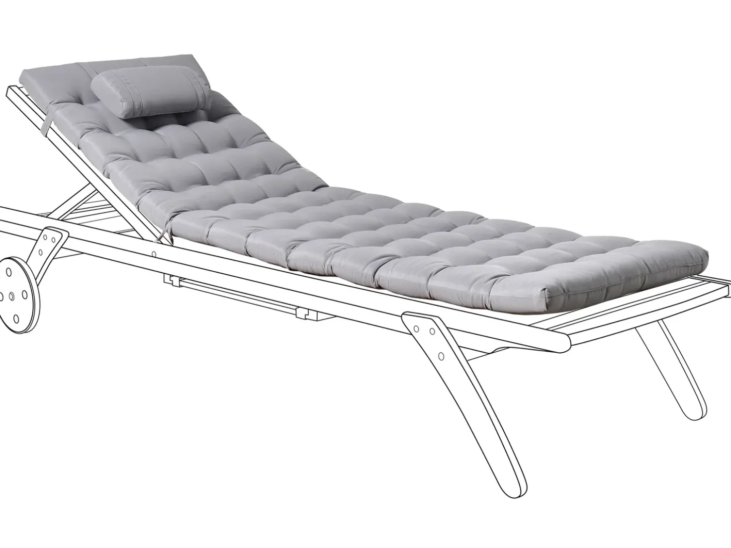 Cuscino per sdraio CESANA PREMIUM 192 x 56 cm Grigio chiaro