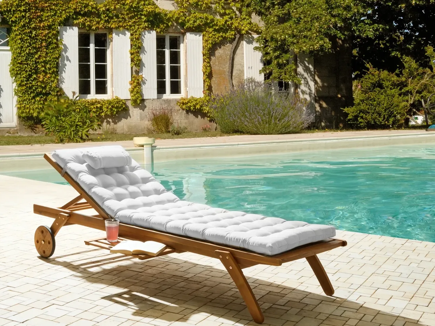 Cuscino per sdraio CESANA PREMIUM 192 x 56 cm Bianco sporco