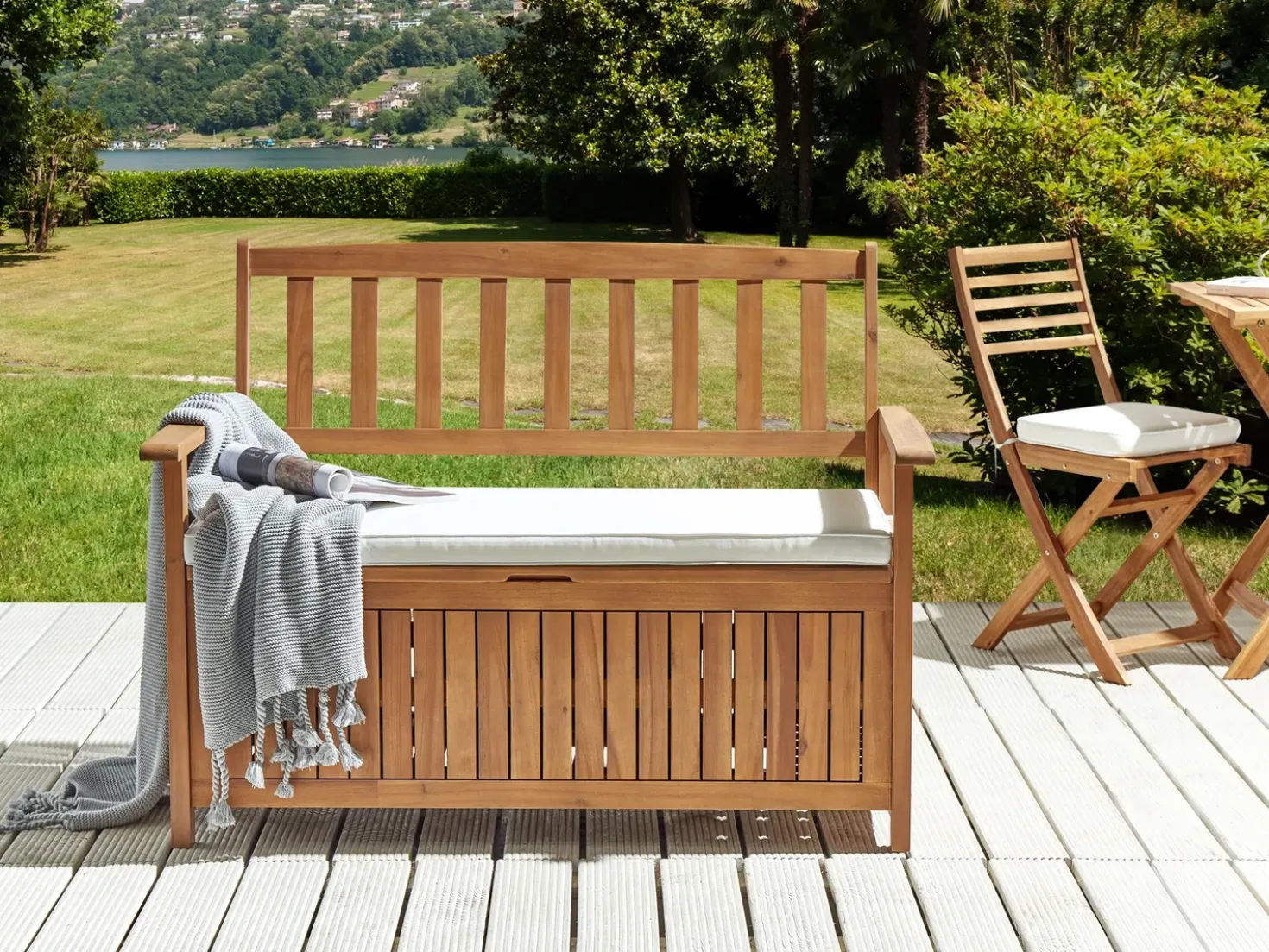 Cuscino per sedile a panca SOVANA 108 x 45 cm Bianco sporco