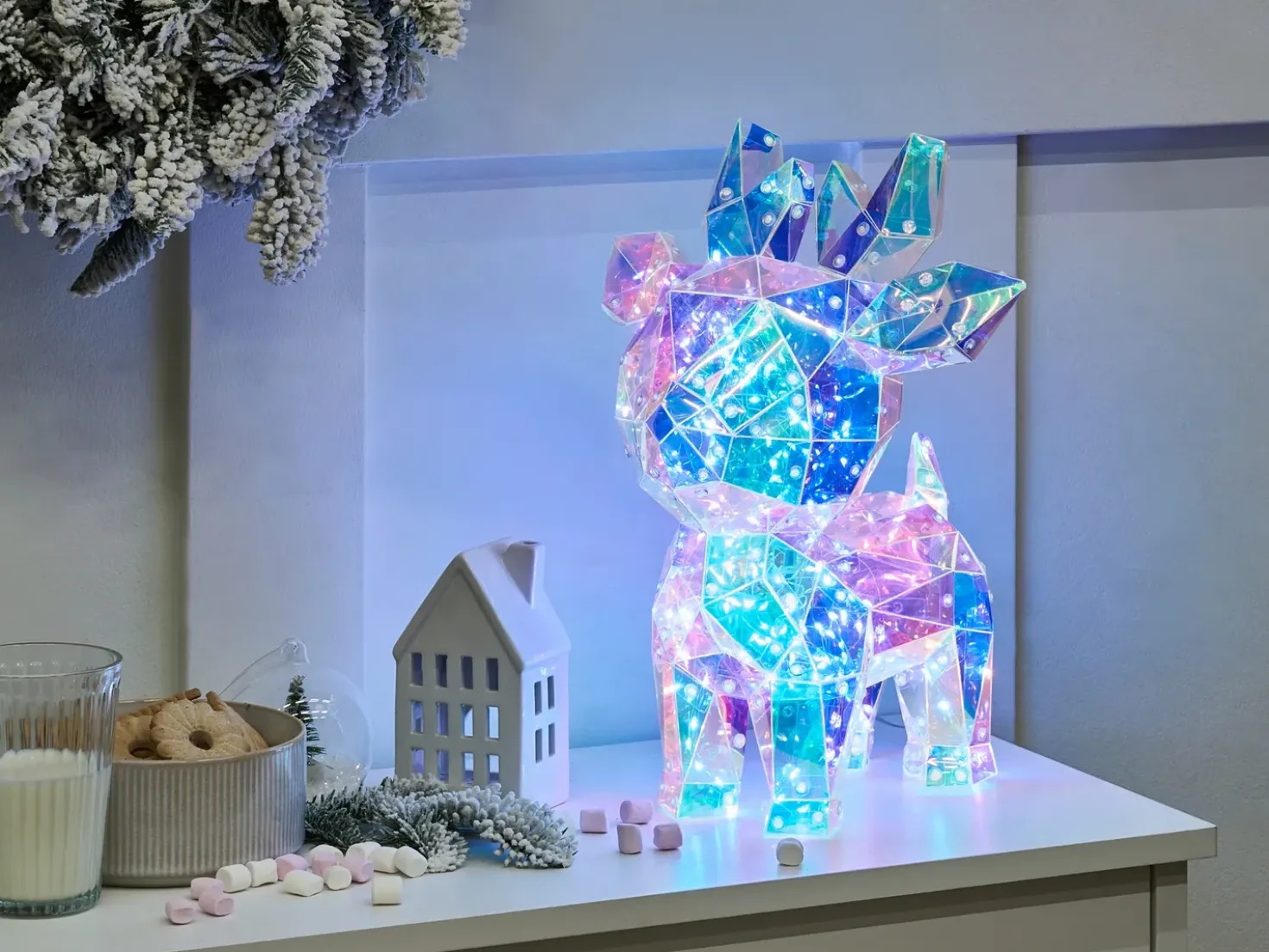 Decorazione a LED PIENI Renna 35 cm Multicolore