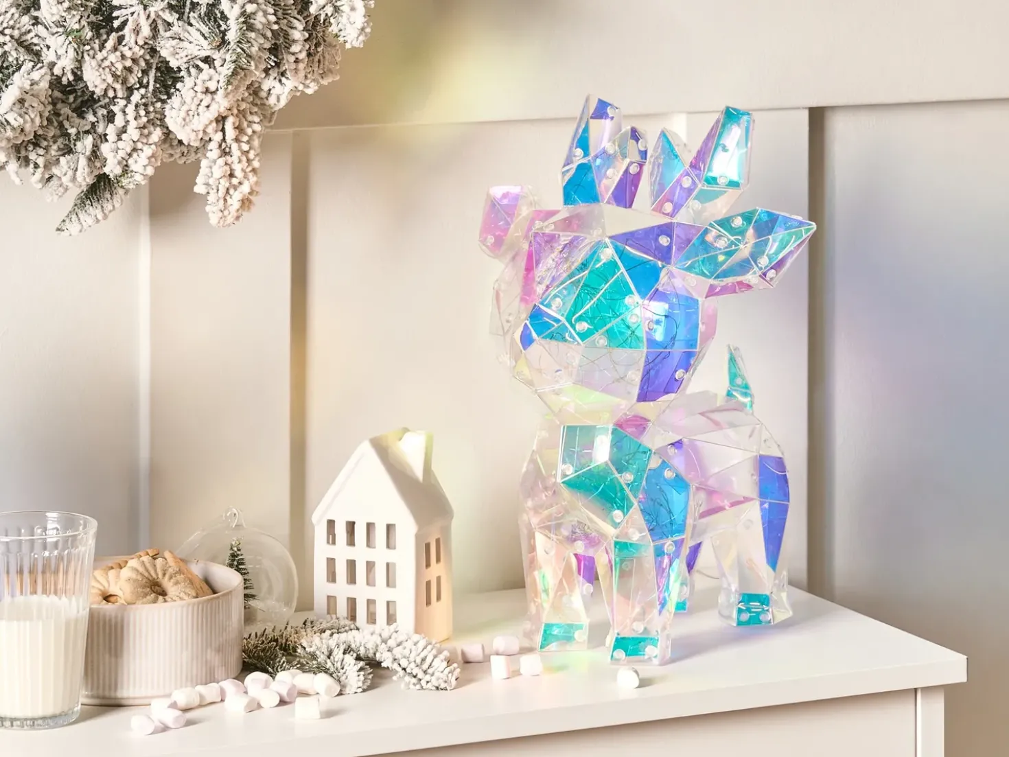 Decorazione a LED PIENI Renna 35 cm Multicolore