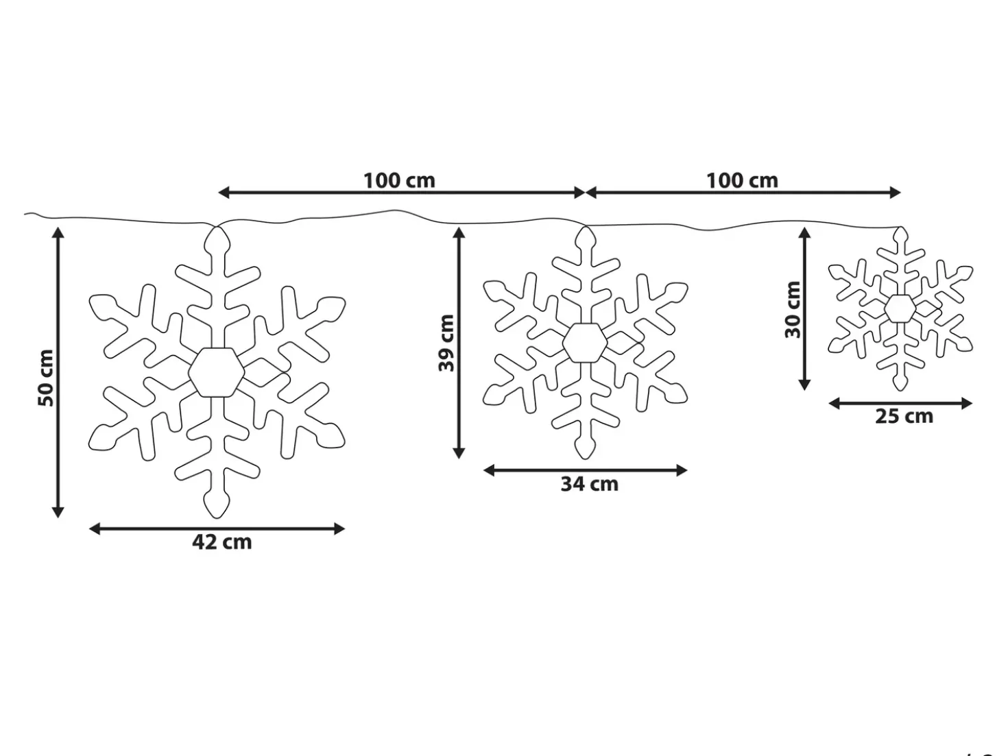 Decorazione da appendere all'aperto LED LOHELA Fiocco di neve 30/39/50 cm Argento