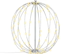 Decorazione da appendere all'aperto LED HOSFOS Palla di Natale 42 cm Argento