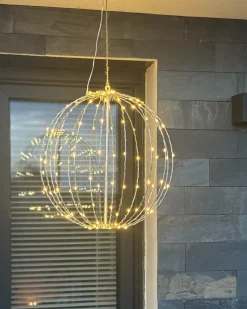 Decorazione da appendere all'aperto LED HOSFOS Palla di Natale 42 cm Argento