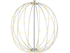 Decorazione da appendere all'aperto LED HOSFOS Palla di Natale 42 cm Argento