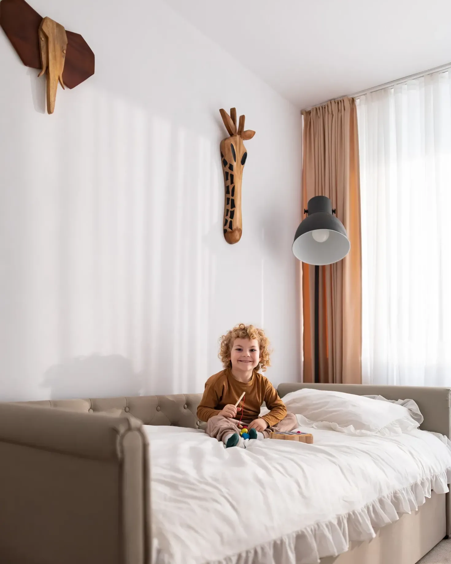 Decorazione da parete Elefante GAROUA Legno di mango 37 cm Marrone