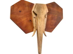 Decorazione da parete Elefante GAROUA Legno di mango 37 cm Marrone