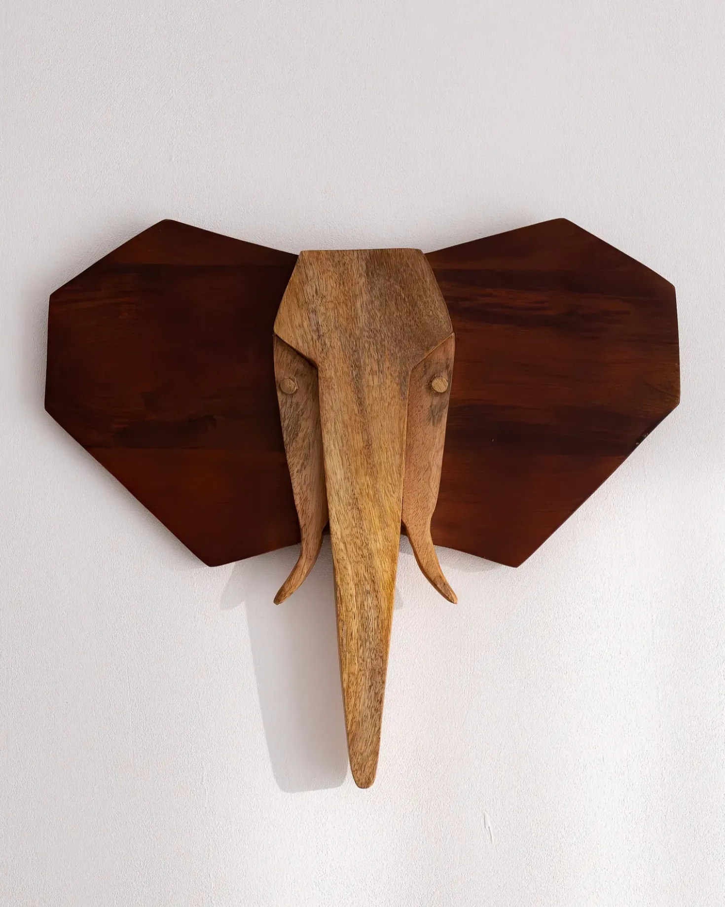Decorazione da parete Elefante GAROUA Legno di mango 37 cm Marrone