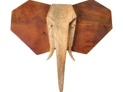 Decorazione da parete Elefante GAROUA Legno di mango 37 cm Marrone
