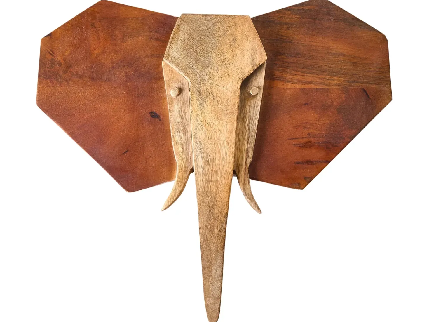 Decorazione da parete Elefante GAROUA Legno di mango 37 cm Marrone