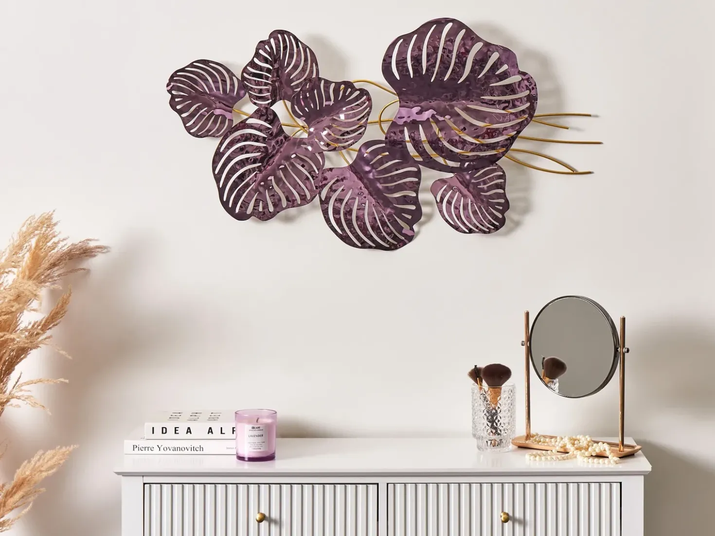 Decorazione da parete Foglia HOLMIUM Metallo 50 cm Viola