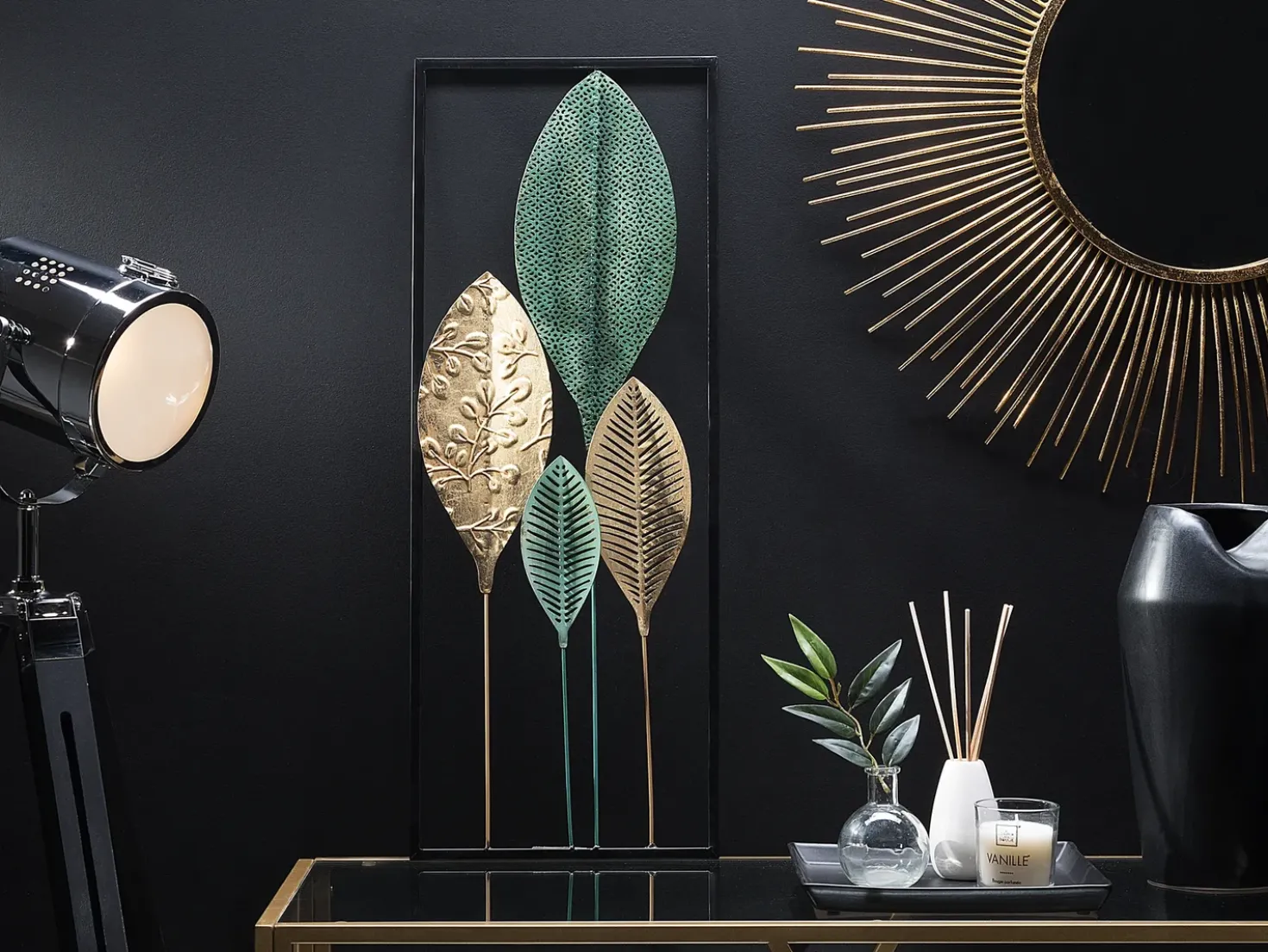 Decorazione da parete Foglia PLATINUM Metallo 75 cm Multicolore