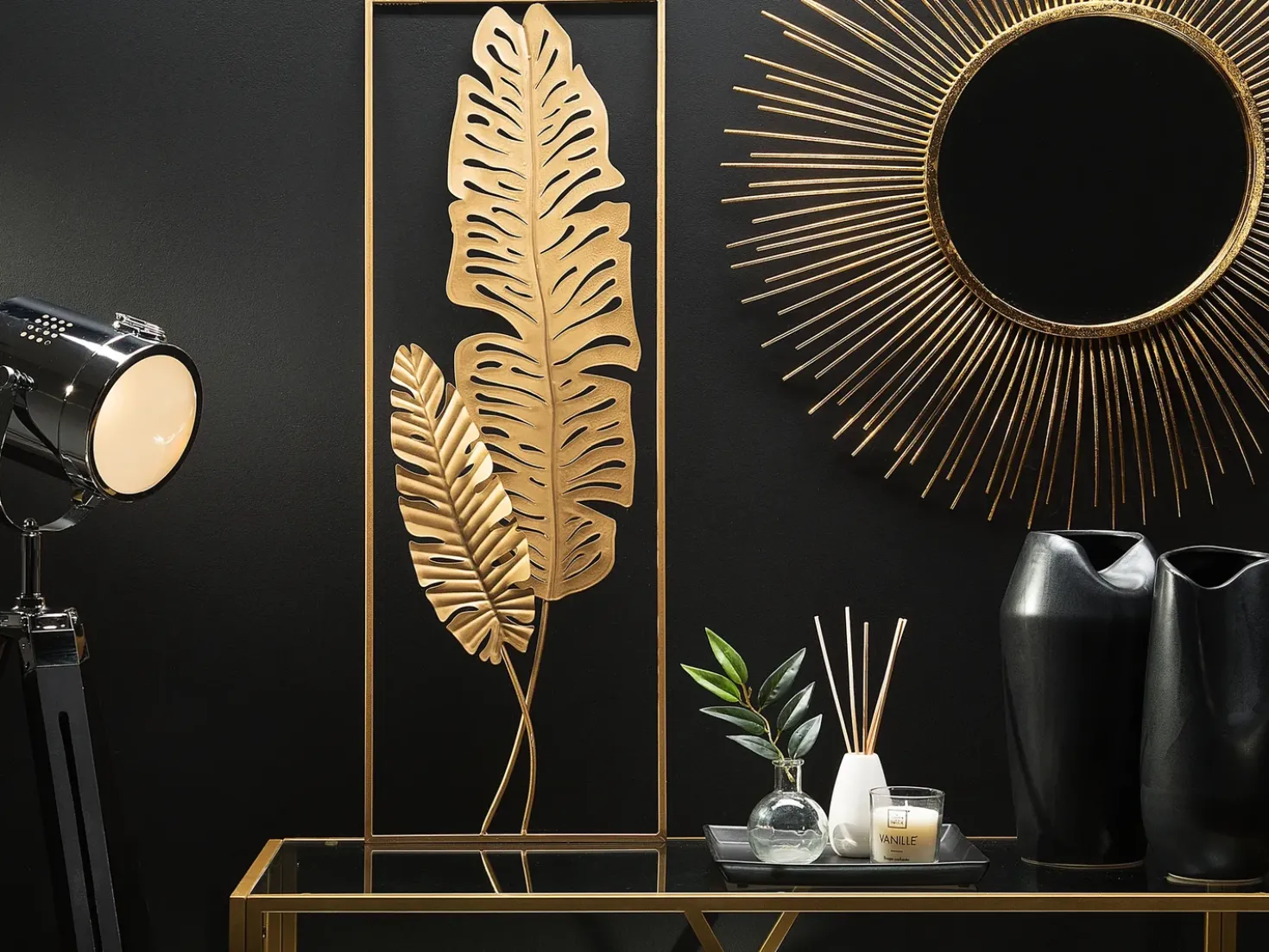 Decorazione da parete Foglia PALLADIUM Metallo 90 cm Oro