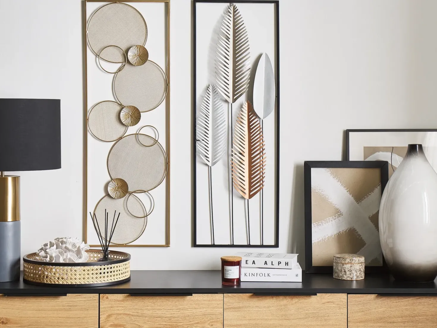 Decorazione da parete Foglia NIOBIUM Metallo 90 cm Argento