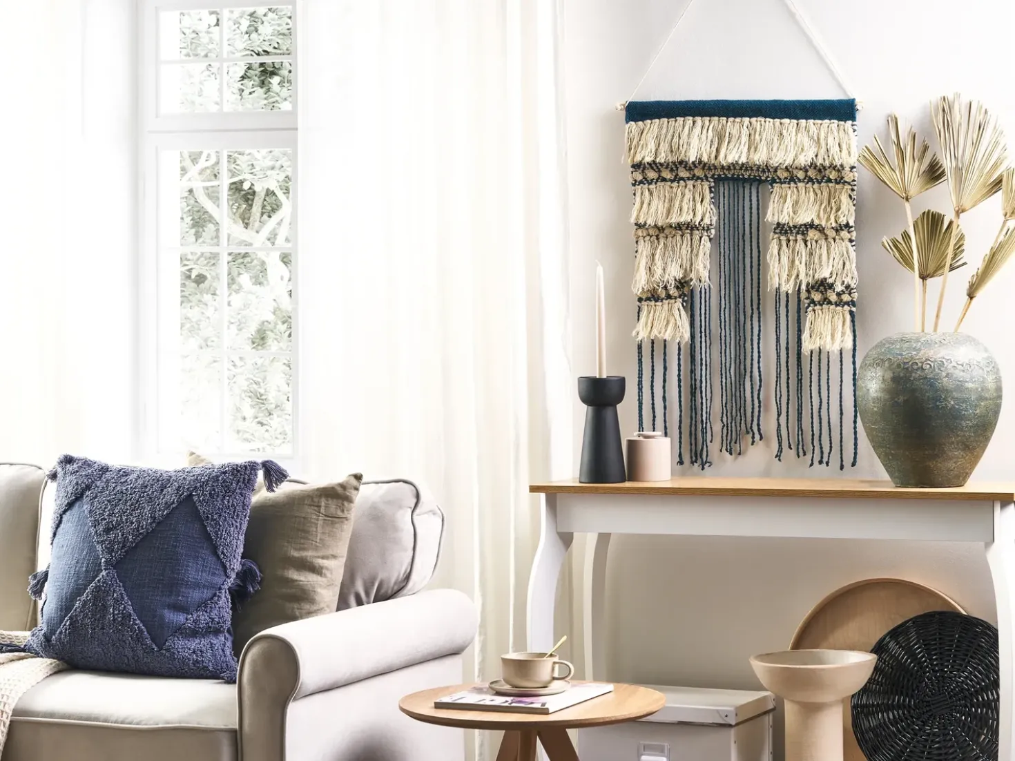 Decorazione da parete in tessuto NADRA Cotone 77 cm Beige chiaro