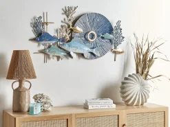 Decorazione da parete Pesce BARIUM Metallo 48 cm Blu