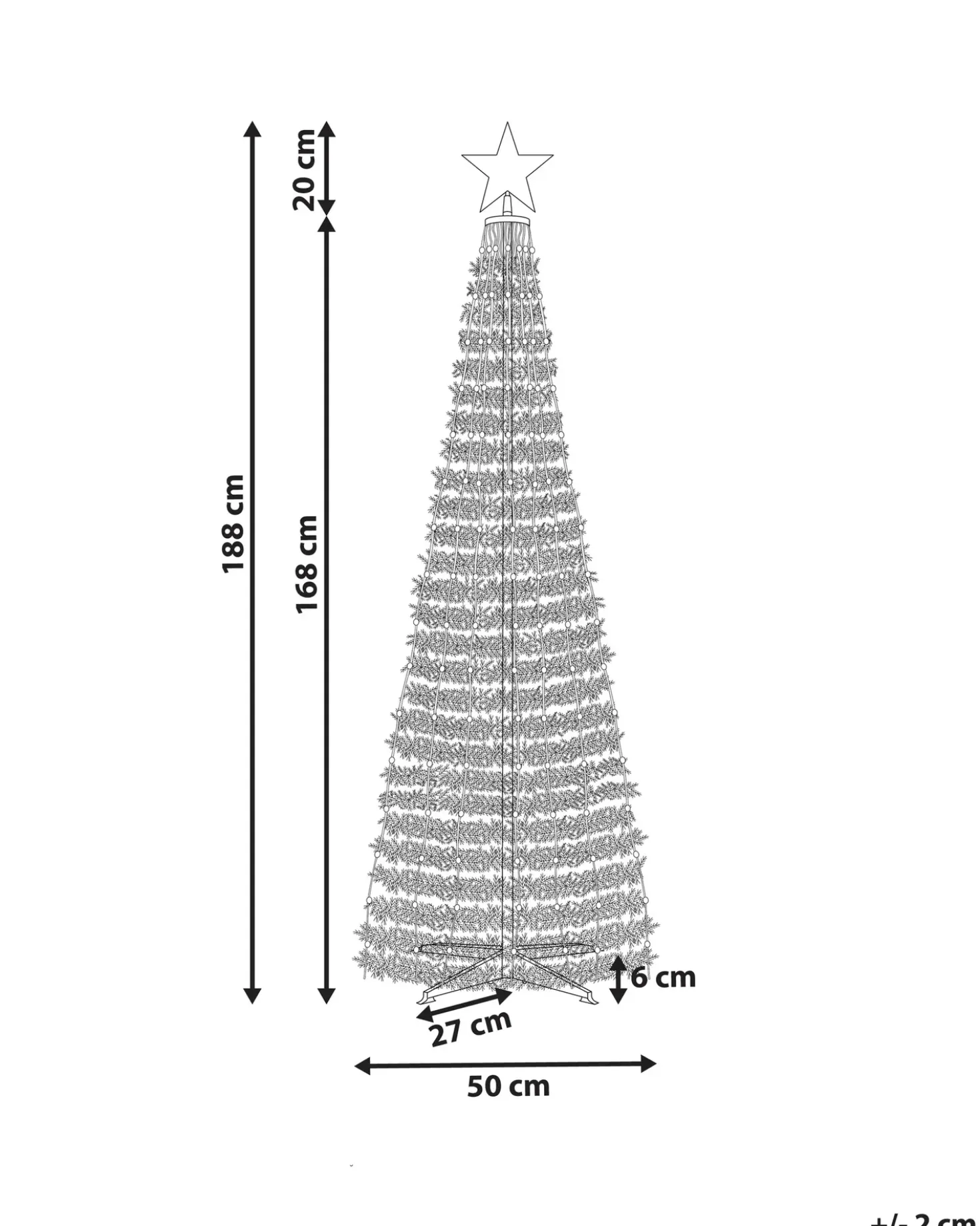 Decorazione natalizia a pavimento Smart LED con App SAARLOQ Albero di Natale 188 cm Verde