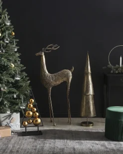 Decorazione natalizia a pavimento PELLO Renna 126 cm Oro