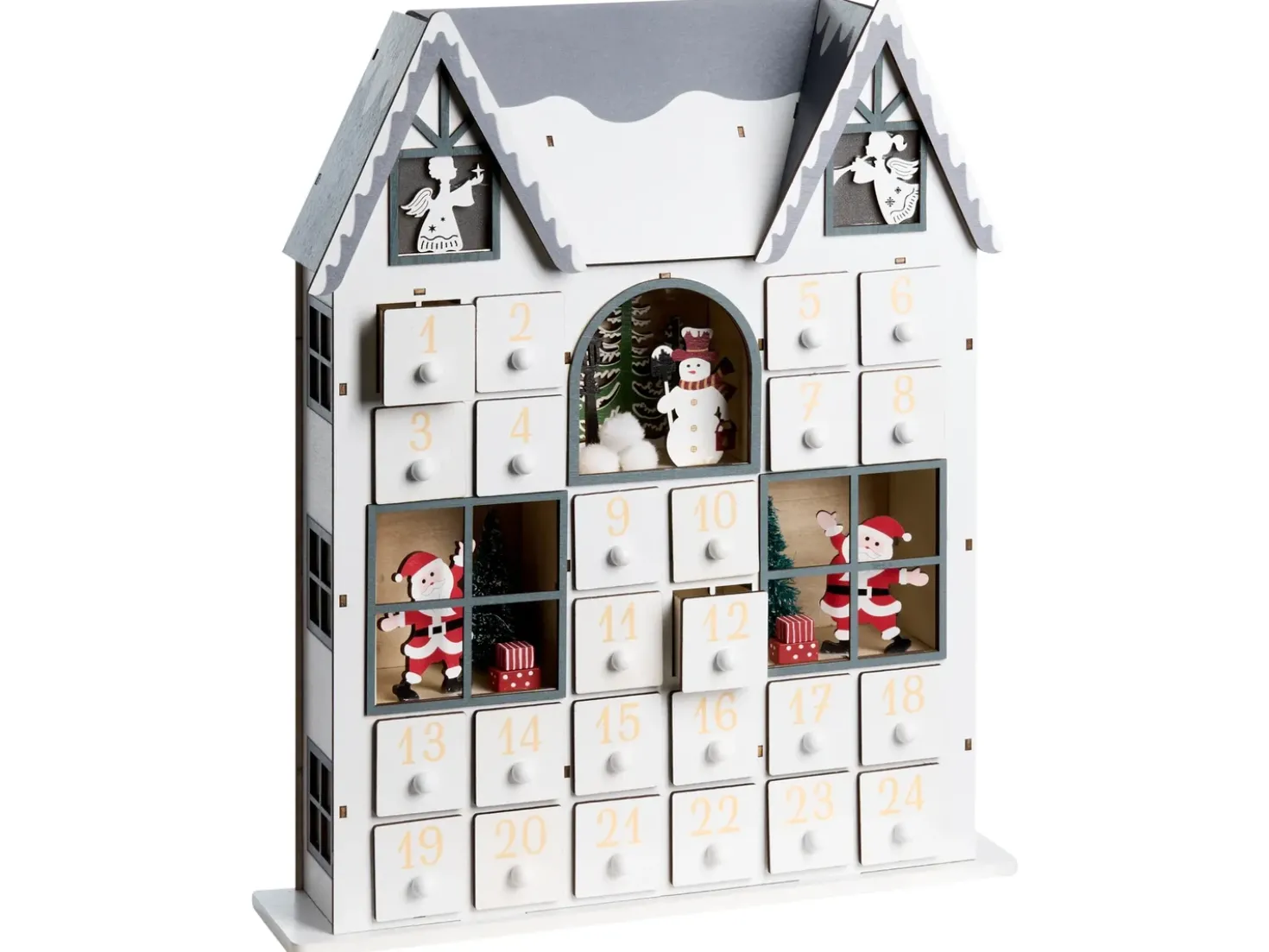 Decorazione natalizia LED FEMUND Calendario dell'Avvento 40 cm Bianco