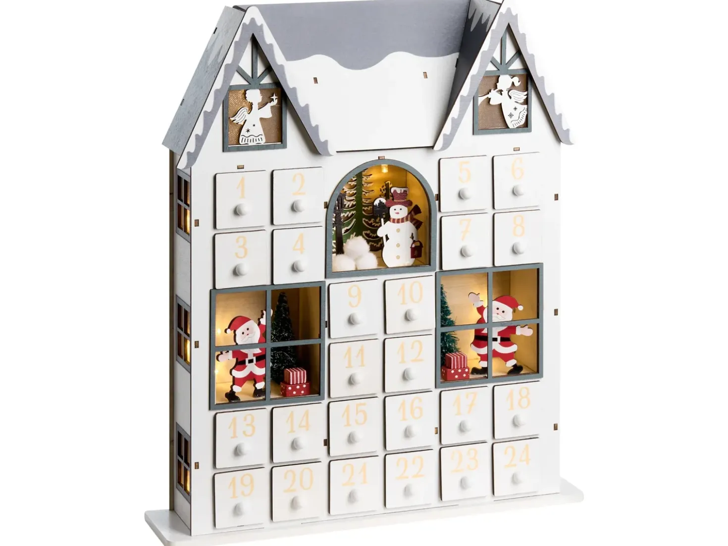 Decorazione natalizia LED FEMUND Calendario dell'Avvento 40 cm Bianco