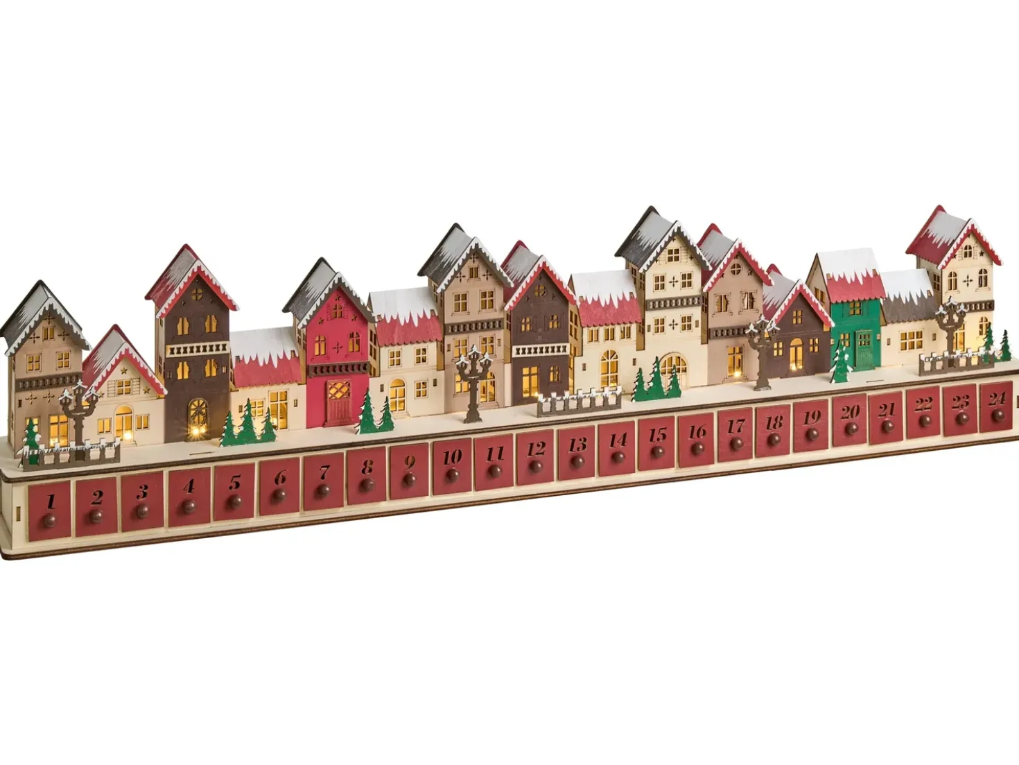 Decorazione natalizia LED ASPERN Calendario dell'Avvento 18 cm Rosso
