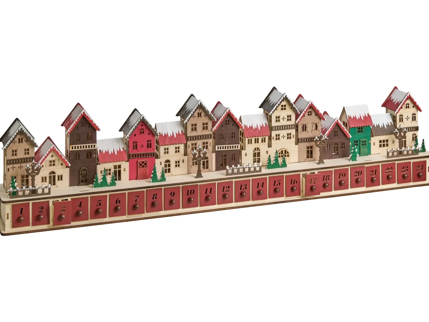 Decorazione natalizia LED ASPERN Calendario dell'Avvento 18 cm Rosso