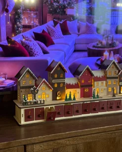 Decorazione natalizia LED ASPERN Calendario dell'Avvento 18 cm Rosso