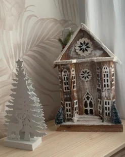 Decorazione natalizia LED UNARI Casa 50 cm Marrone chiaro