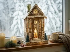 Decorazione natalizia LED UNARI Casa 50 cm Marrone chiaro